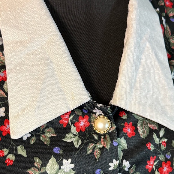 Whirlaway Frocks Black Floral Midi Dress with White Collar - Picture 3 of 5